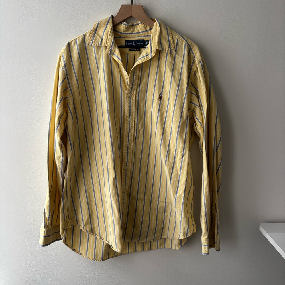 Polo by Ralph Lauren‎ Men's Yellow Striped Shirt Sz L